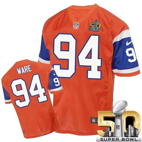 Men's Elite DeMarcus Ware Super Bowl L Nike Jersey Orange - #94 Throwback NFL Denver Broncos